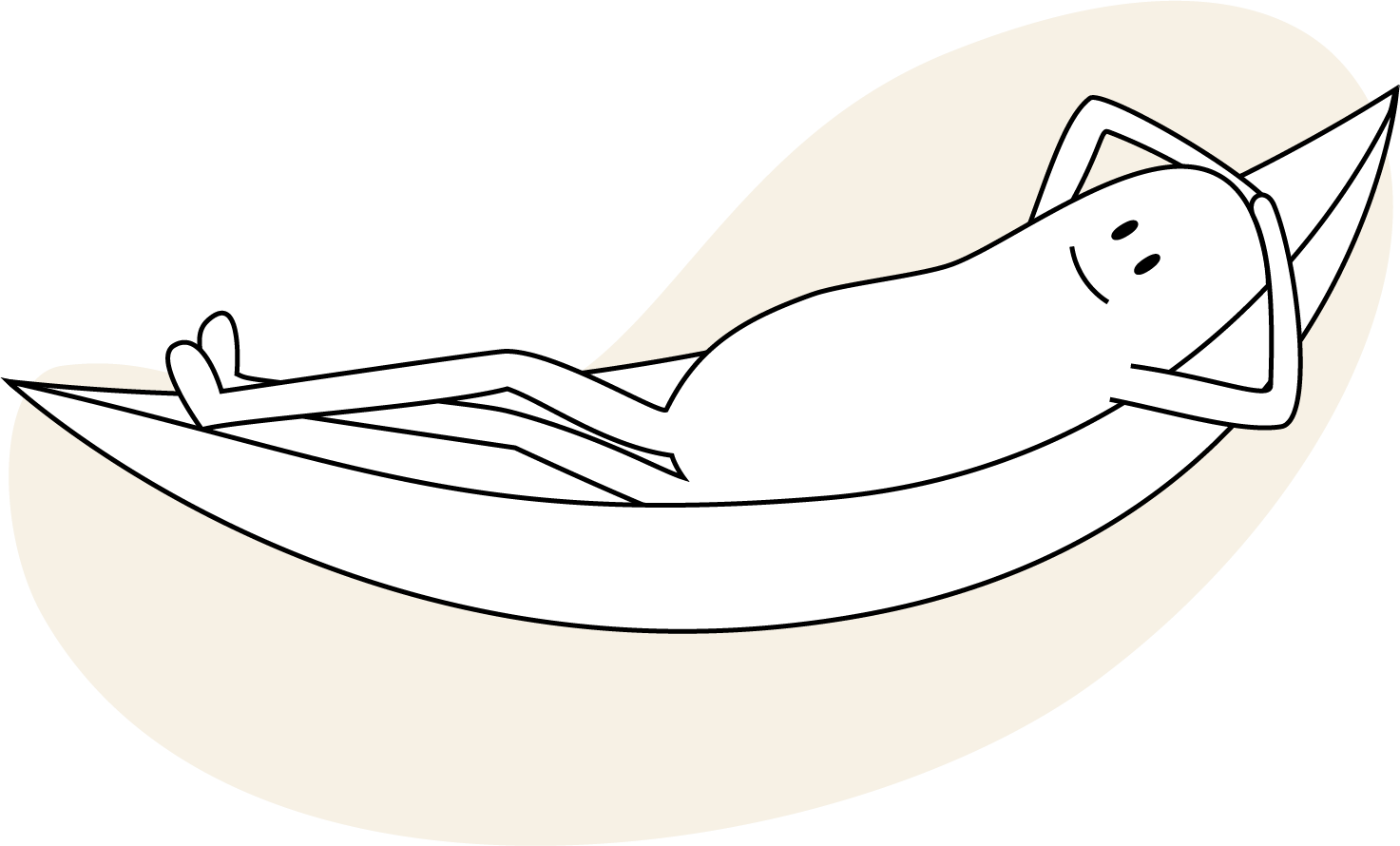 Illustration of a student chilling in a hammock