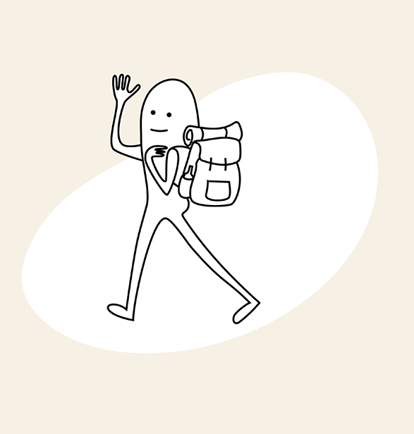 Illustration of a traveling student with a backpack